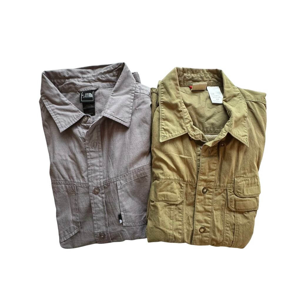 2 North Face Men’s Large Button Up Short Sleeve Shirts Fishing Outdoors‎ Hike